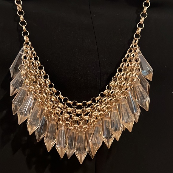 Gold and crystal layered necklace - Picture 3 of 4
